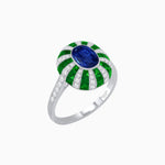 Load image into Gallery viewer, Art Deco Inspired Oval Calibré-Cut Sunburst Dome Ring