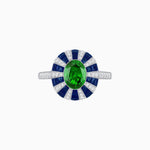 Load image into Gallery viewer, Art Deco Inspired Oval Calibré-Cut Sunburst Dome Ring