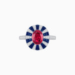 Load image into Gallery viewer, Art Deco Inspired Oval Calibré-Cut Sunburst Dome Ring