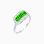 Load image into Gallery viewer, Vintage Inspired East-West Three-Stone Mosaic Halo Ring