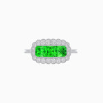 Load image into Gallery viewer, Vintage Inspired East-West Three-Stone Mosaic Halo Ring