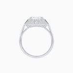 Load image into Gallery viewer, Art Deco Style Cushion Cut Ring Mounting with Diamond Halo and colored Side Gemstones
