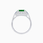 Load image into Gallery viewer, Art Deco Style Cushion Cut Ring Mounting with Diamond Halo and colored Side Gemstones