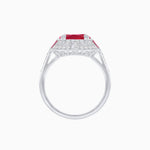 Load image into Gallery viewer, Art Deco Style Cushion Cut Ring Mounting with Diamond Halo and colored Side Gemstones