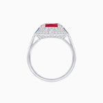Load image into Gallery viewer, Art Deco Style Cushion Cut Ring Mounting with Diamond Halo and colored Side Gemstones