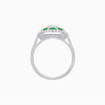Load image into Gallery viewer, Art Deco Inspired Round Cut Halo Ring with Calibré Gemstone Accents