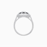 Load image into Gallery viewer, Art Deco Inspired Round Cut Halo Ring with Calibré Gemstone Accents