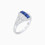 Load image into Gallery viewer, Art Deco Inspired Three-Stone Bezel Framed Ring with Diamond