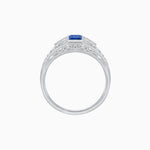 Load image into Gallery viewer, Art Deco Inspired Three-Stone Bezel Framed Ring with Diamond