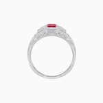 Load image into Gallery viewer, Art Deco Inspired Three-Stone Bezel Framed Ring with Diamond