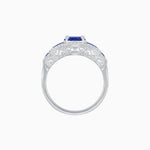 Load image into Gallery viewer, Art Deco Inspired Round Stepped Halo Gemstone & Diamond Ring