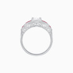 Load image into Gallery viewer, Art Deco Inspired Round Stepped Halo Gemstone & Diamond Ring