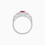 Load image into Gallery viewer, Art Deco Inspired Round Stepped Halo Gemstone & Diamond Ring