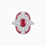 Load image into Gallery viewer, Scarab Vintage Art Deco Style Cocktail Ring with Diamond and Gemstone