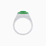 Load image into Gallery viewer, Art Deco Inspired Round Cut Ring with Octagonal Calibré-Cut Gemstone Halo