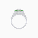 Load image into Gallery viewer, Art Deco Inspired Round Cut Ring with Octagonal Calibré-Cut Gemstone Halo