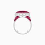 Load image into Gallery viewer, Art Deco Inspired Emerald Cut Ring with Calibré Gemstone Halo