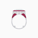 Load image into Gallery viewer, Art Deco Inspired Emerald Cut Ring with Calibré Gemstone Halo