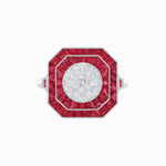 Load image into Gallery viewer, Art Deco Style Double Halo Illusion Ring