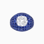 Load image into Gallery viewer, Art Deco Inspired Cushion Cut Center and Invisible-Set Calibré-Cut Dome Ring