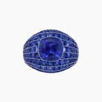Load image into Gallery viewer, Art Deco Inspired Cushion Cut Center and Invisible-Set Calibré-Cut Dome Ring