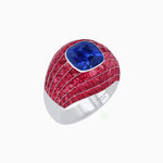Load image into Gallery viewer, Art Deco Inspired Cushion Cut Center and Invisible-Set Calibré-Cut Dome Ring