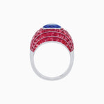 Load image into Gallery viewer, Art Deco Inspired Cushion Cut Center and Invisible-Set Calibré-Cut Dome Ring
