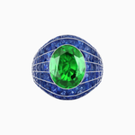 Load image into Gallery viewer, Art Deco Inspired Oval Cut Invisible-Set Mosaic Dome Ring