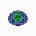 Load image into Gallery viewer, Art Deco Inspired Cushion Cut Center and Invisible-Set Calibré-Cut Dome Ring