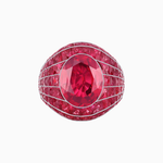 Load image into Gallery viewer, Art Deco Inspired Oval Cut Invisible-Set Mosaic Dome Ring