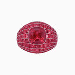 Load image into Gallery viewer, Art Deco Inspired Cushion Cut Center and Invisible-Set Calibré-Cut Dome Ring