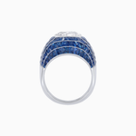 Load image into Gallery viewer, Art Deco Inspired Oval Cut Invisible-Set Mosaic Dome Ring