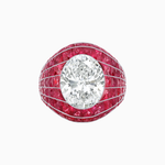 Load image into Gallery viewer, Art Deco Inspired Oval Cut Invisible-Set Mosaic Dome Ring