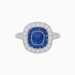 Load image into Gallery viewer, Vintage-Inspired Cushion Halo Diamond Engagement Ring with Gemstone (Mounting)