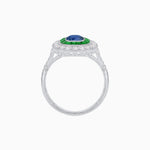 Load image into Gallery viewer, Vintage-Inspired Cushion Halo Diamond Engagement Ring with Gemstone (Mounting)