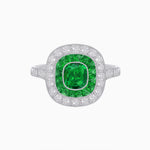 Load image into Gallery viewer, Vintage-Inspired Cushion Halo Diamond Engagement Ring with Gemstone (Mounting)