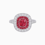 Load image into Gallery viewer, Vintage-Inspired Cushion Halo Diamond Engagement Ring with Gemstone (Mounting)