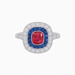 Load image into Gallery viewer, Vintage-Inspired Cushion Halo Diamond Engagement Ring with Gemstone (Mounting)