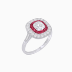 Load image into Gallery viewer, Vintage-Inspired Cushion Halo Diamond Engagement Ring with Gemstone (Mounting)