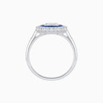 Load image into Gallery viewer, Art Deco Style Mounting Ring with Emerald Cut Center Stone and Calibre-Cut Gemstone Halo