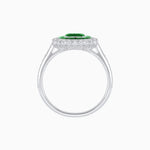 Load image into Gallery viewer, Art Deco Style Mounting Ring with Emerald Cut Center Stone and Calibre-Cut Gemstone Halo
