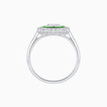 Load image into Gallery viewer, Art Deco Style Mounting Ring with Emerald Cut Center Stone and Calibre-Cut Gemstone Halo