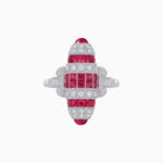 Load image into Gallery viewer, Art Deco Inspired Calibré-Cut Gemstone Barrel Cocktail Ring