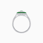 Load image into Gallery viewer, Art Deco Style Double Halo Ring Mounting with Emerald Cut Center Stone and Calibre-Cut Gemstone Halo