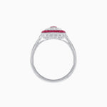 Load image into Gallery viewer, Art Deco Style Double Halo Ring Mounting with Emerald Cut Center Stone and Calibre-Cut Gemstone Halo