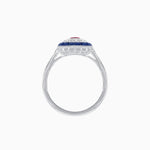 Load image into Gallery viewer, Art Deco Style Double Halo Ring Mounting with Emerald Cut Center Stone and Calibre-Cut Gemstone Halo