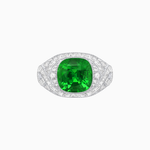 Load image into Gallery viewer, Art Deco Inspired Cushion Cut Ring with Baguette Diamonds