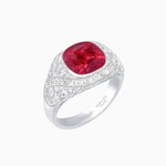 Load image into Gallery viewer, Art Deco Inspired Cushion Cut Ring with Baguette Diamonds