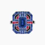 Load image into Gallery viewer, Art Deco Style Emerald Cut Geometric Engagement Ring with Diamond