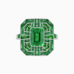 Load image into Gallery viewer, Art Deco Style Emerald Cut Geometric Engagement Ring with Diamond
